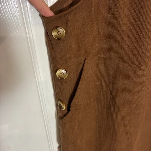 NWT BloomChic Brown Corduroy Patched Pocket Button Detail Dress | Plus 22–24 - Picture 9 of 9